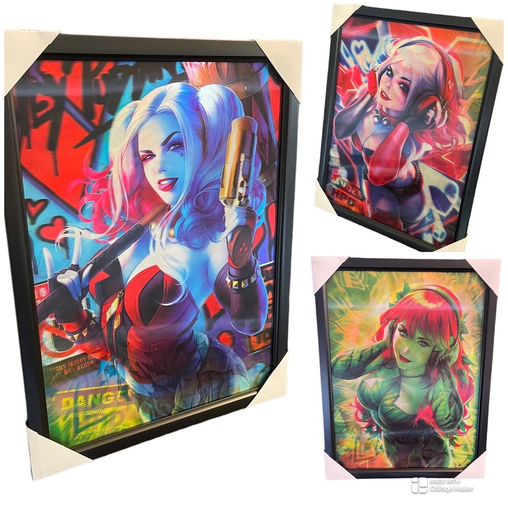 📦 New Harley Quinn Framed 3D Lenticular Poster / Picture